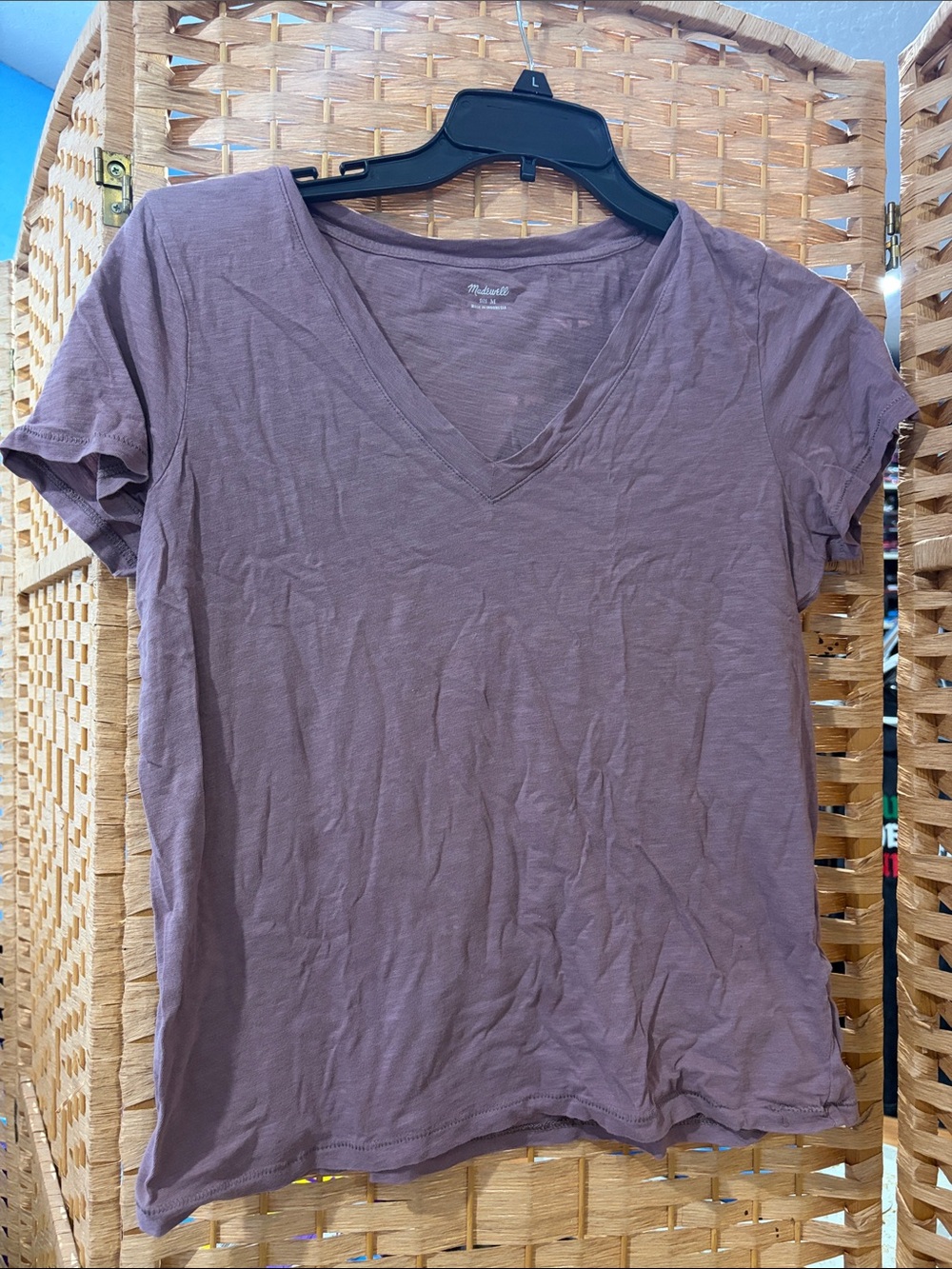 Madewell Women’s Mauve V-Neck Short Sleeve Tee Shirt M